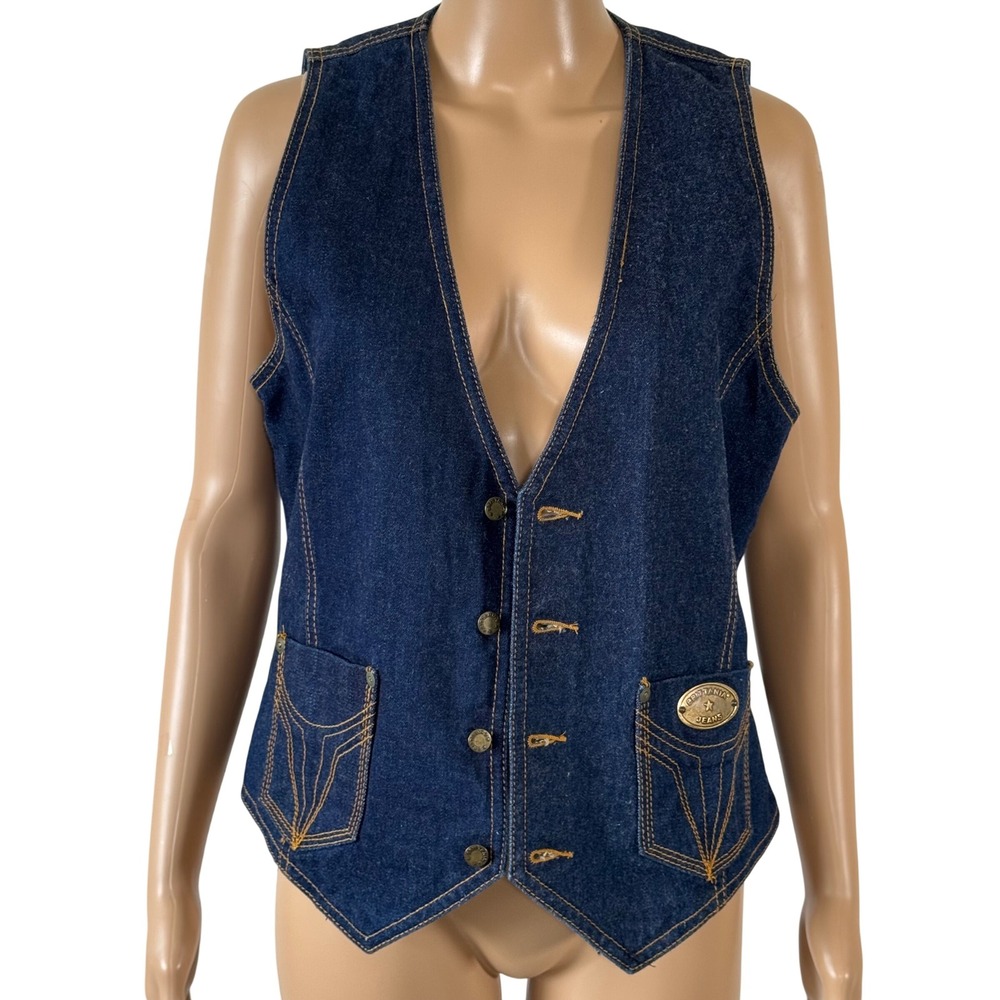 Vintage Brittania Jeans Denim Vest Dark Wash Western 80s Style 6084-8 Medium